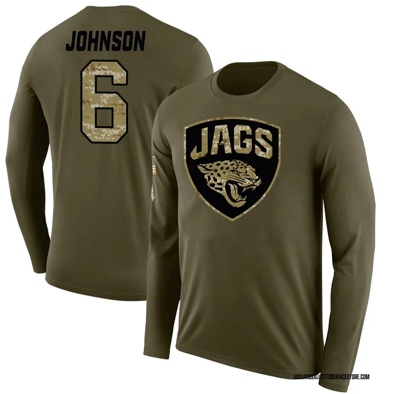 Men's Antonio Johnson Jacksonville Jaguars Legend Olive Salute to Service Sideline Long Sleeve T-Shirt