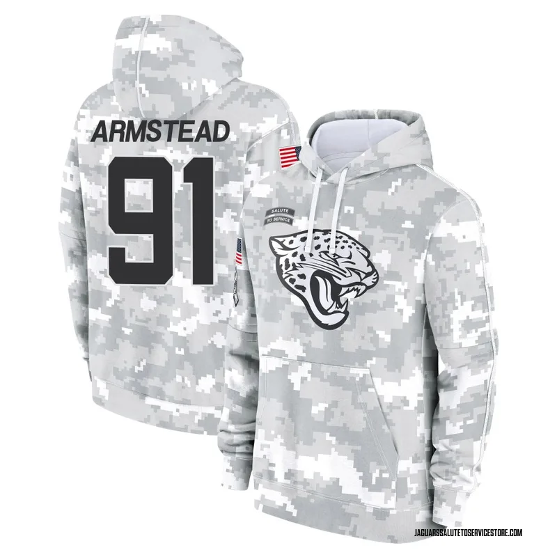 Men's Arik Armstead Jacksonville Jaguars Camo Arctic 2024 Salute to Service Club Fleece Pullover Hoodie