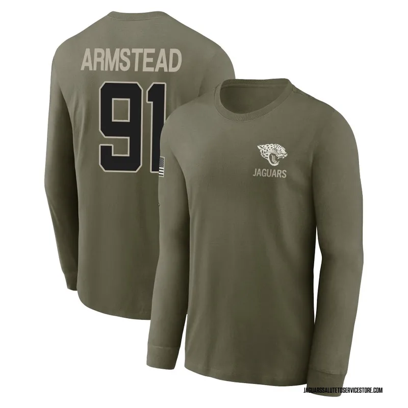 Men's Arik Armstead Jacksonville Jaguars Olive 2025 Salute to Service Sideline Long Sleeve T-Shirt
