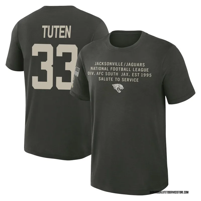 Men's Bhayshul Tuten Jacksonville Jaguars Green Forest/ 2025 Salute to Service Sideline Slub T-Shirt