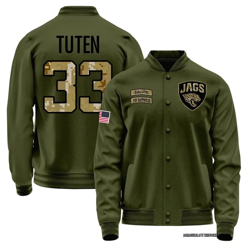 Men's Bhayshul Tuten Jacksonville Jaguars Olive Salute to Service Sideline Performance Jacket