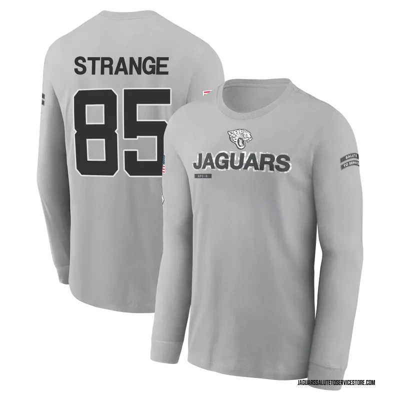 Men's Brenton Strange Jacksonville Jaguars Gray 2024 Salute to Service Long Sleeve T-Shirt