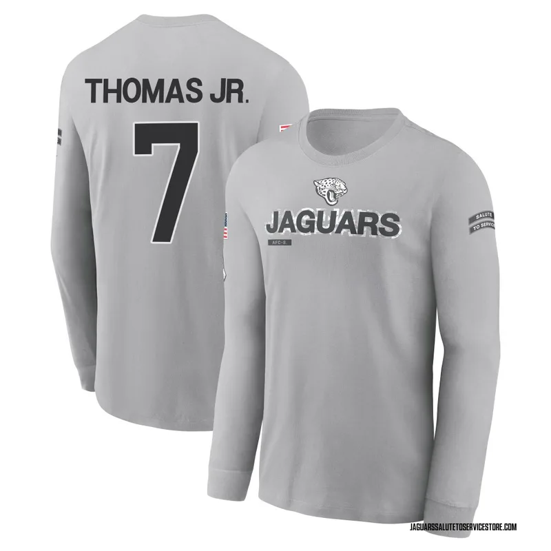 Men's Brian Thomas Jr. Jacksonville Jaguars Gray 2024 Salute to Service Long Sleeve T-Shirt
