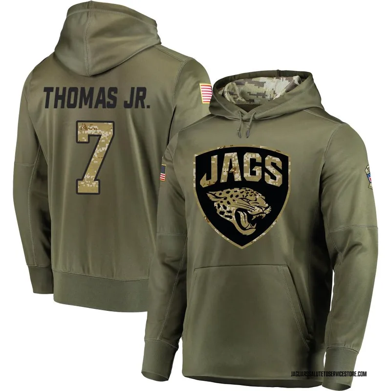 Men's Brian Thomas Jr. Jacksonville Jaguars Olive Salute to Service Pullover Hoodie