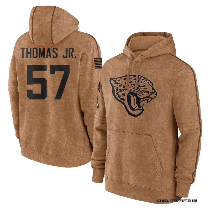 Men's Bryan Thomas Jr. Jacksonville Jaguars Brown 2023 Salute To Service Club Pullover Hoodie