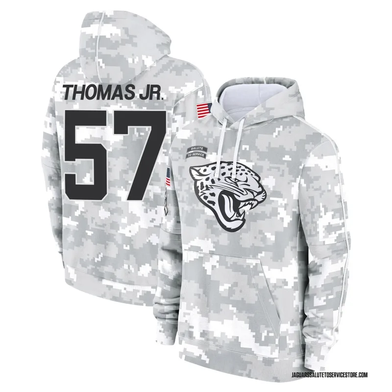 Men's Bryan Thomas Jr. Jacksonville Jaguars Camo Arctic 2024 Salute to Service Club Fleece Pullover Hoodie