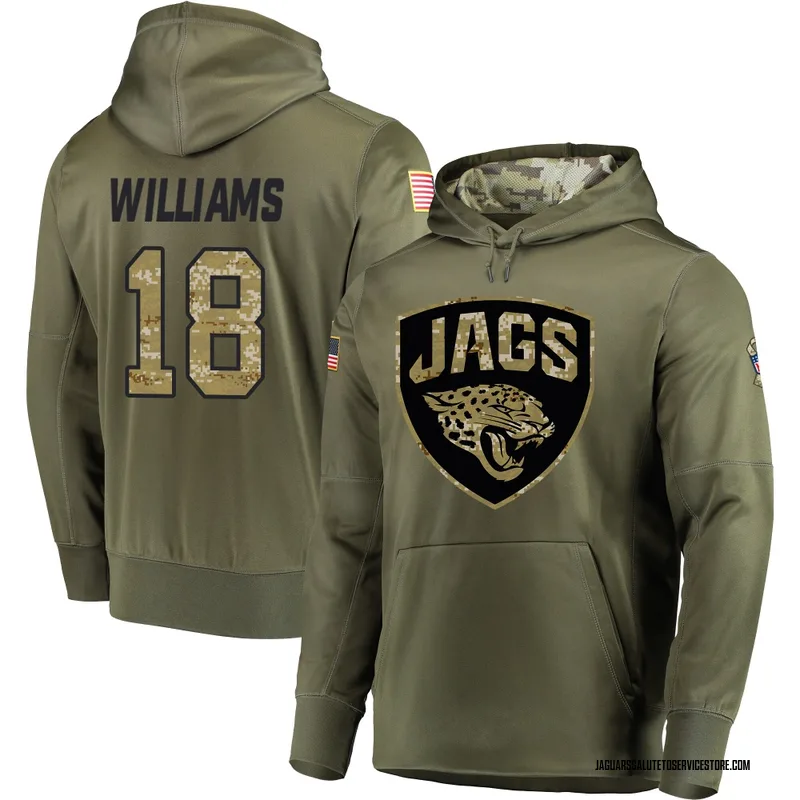 Men's CJ Williams Jacksonville Jaguars Olive Salute to Service Pullover Hoodie