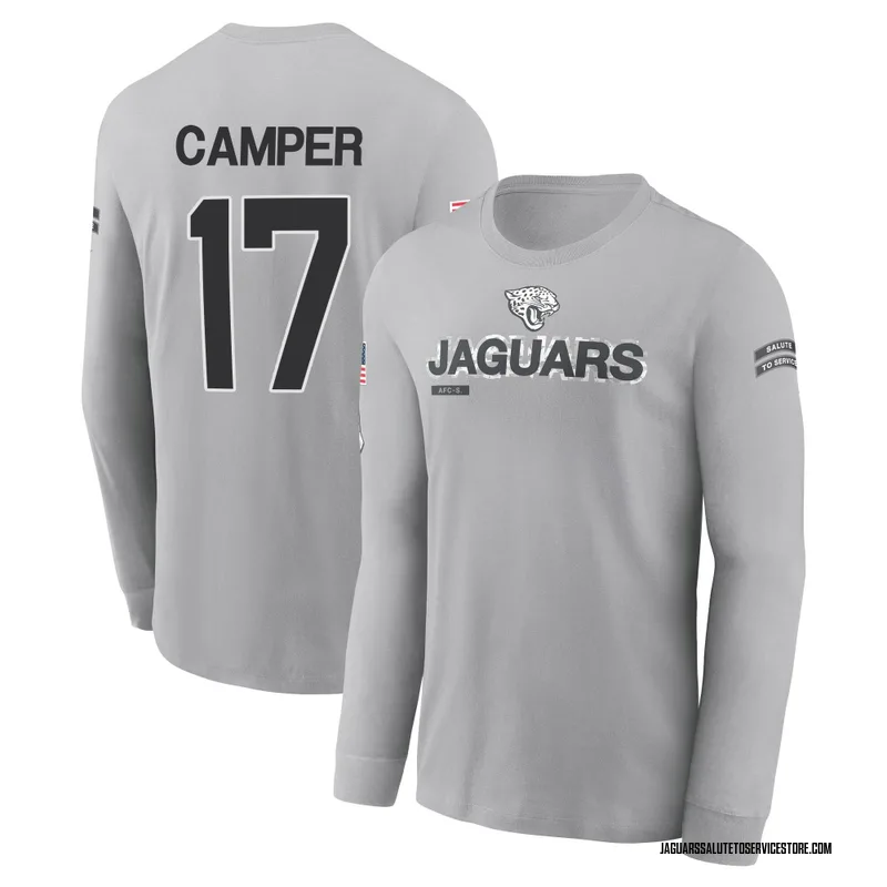 Men's Cam Camper Jacksonville Jaguars Gray 2024 Salute to Service Long Sleeve T-Shirt