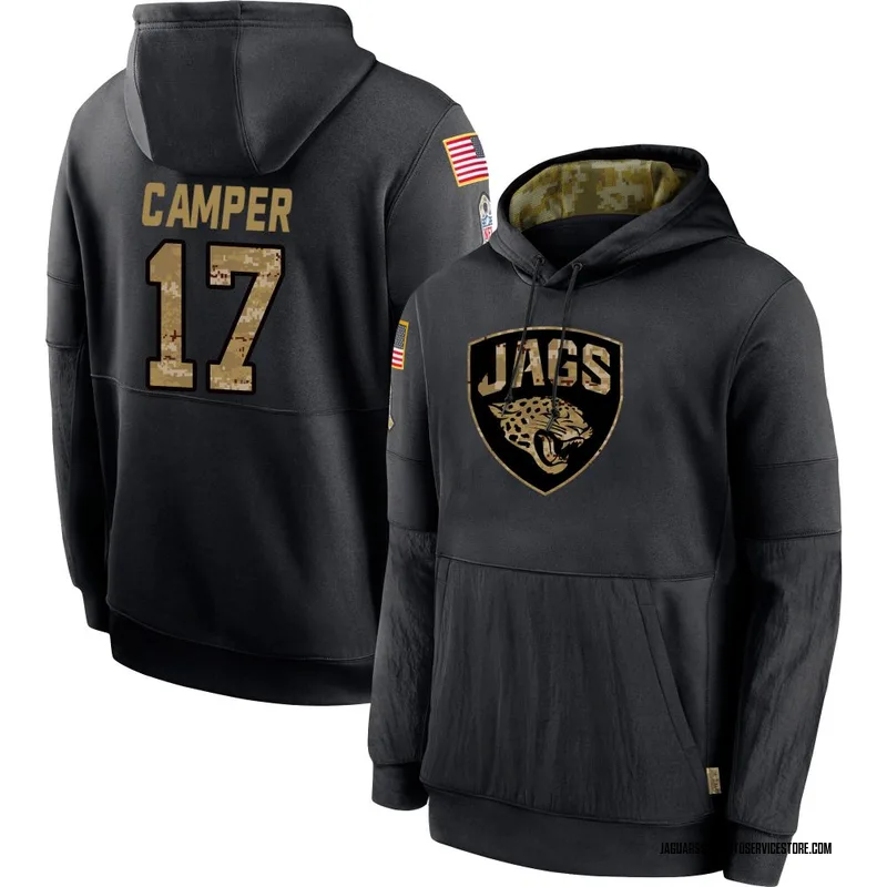 Men's Cameron Camper Jacksonville Jaguars Black 2020 Salute to Service Sideline Performance Pullover Hoodie