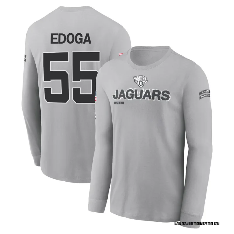 Men's Chuma Edoga Jacksonville Jaguars Gray 2024 Salute to Service Long Sleeve T-Shirt
