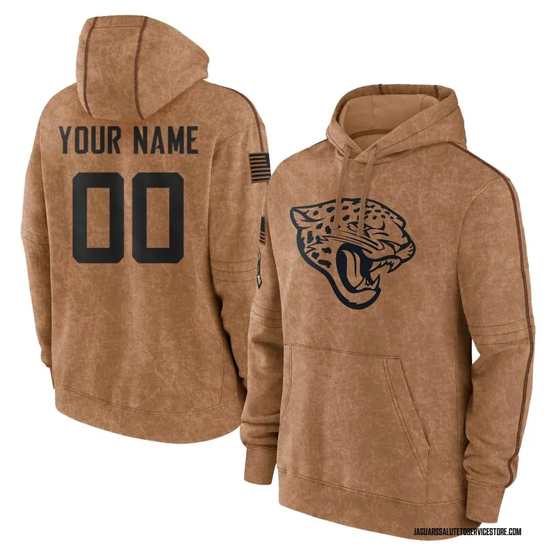 Men's Custom Jacksonville Jaguars Brown 2023 Salute To Service Club Pullover Hoodie