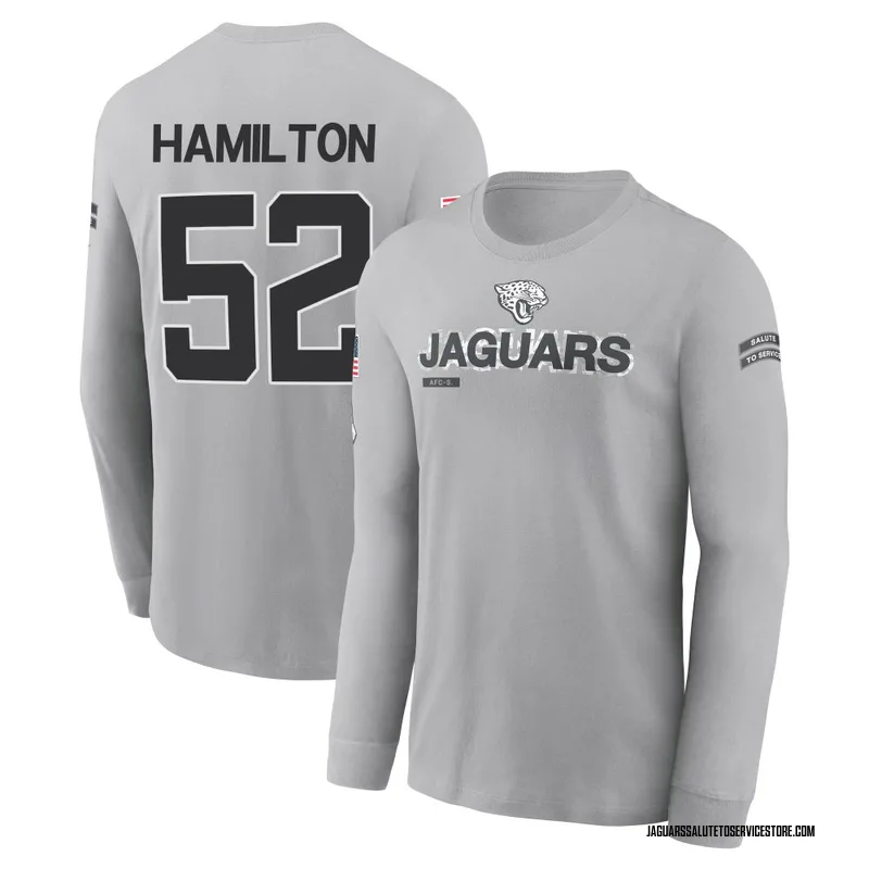 Men's DaVon Hamilton Jacksonville Jaguars Gray 2024 Salute to Service Long Sleeve T-Shirt