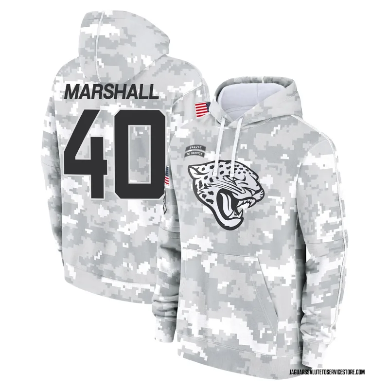 Men's Devon Marshall Jacksonville Jaguars Camo Arctic 2024 Salute to Service Club Fleece Pullover Hoodie
