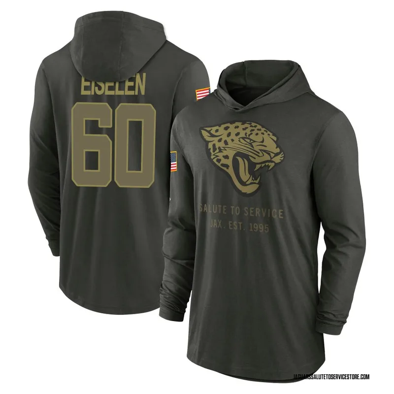 Men's Dieter Eiselen Jacksonville Jaguars Green Forest/ 2025 Salute to Service Sideline Lightweight Hooded Pullover Long Sleeve 