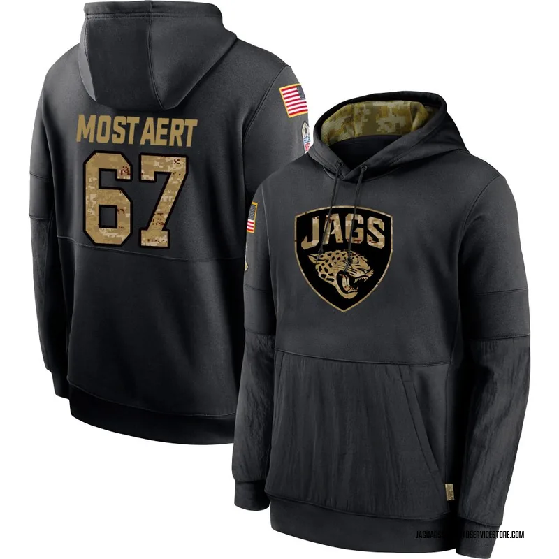 Men's Eli Mostaert Jacksonville Jaguars Black 2020 Salute to Service Sideline Performance Pullover Hoodie