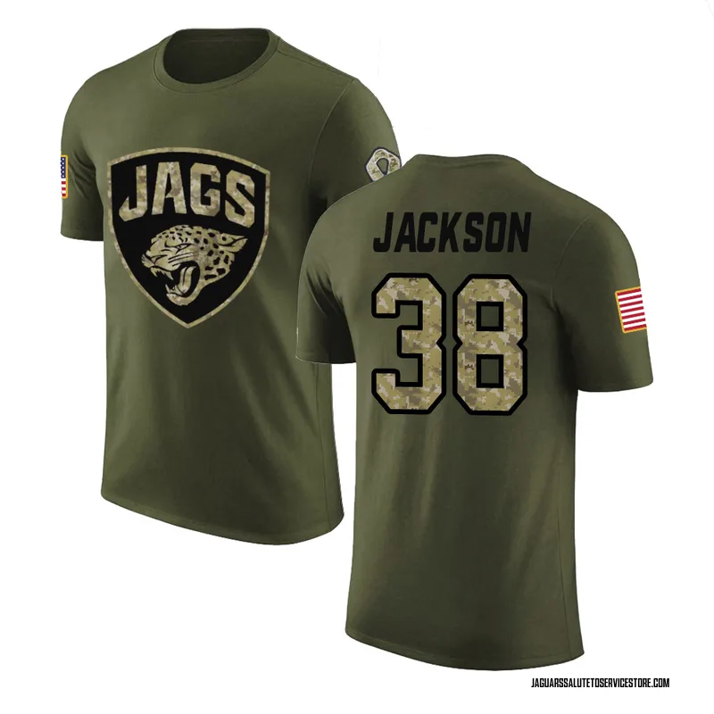 Men's Ja'Quinden Jackson Jacksonville Jaguars Legend Olive Salute to Service T-Shirt