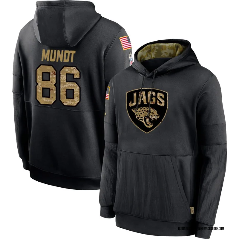 Men's Johnny Mundt Jacksonville Jaguars Black 2020 Salute to Service Sideline Performance Pullover Hoodie