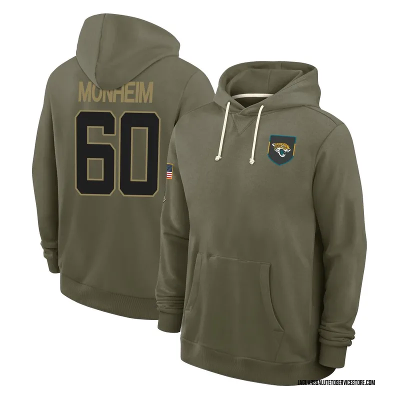 Men's Jonah Monheim Jacksonville Jaguars Olive 2025 Salute to Service Hoodie