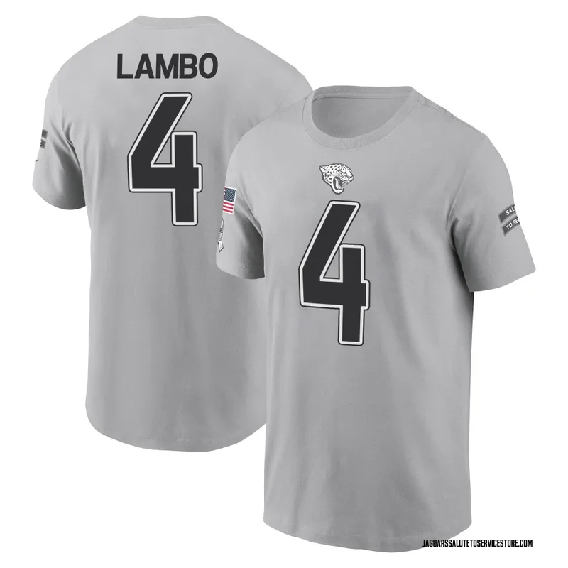 Men's Josh Lambo Jacksonville Jaguars Gray 2024 Salute to Service Name & Number T-Shirt