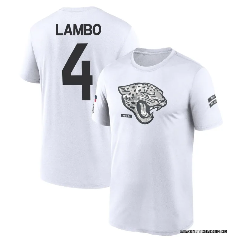 Men's Josh Lambo Jacksonville Jaguars Legend White 2024 Salute to Service Performance T-Shirt