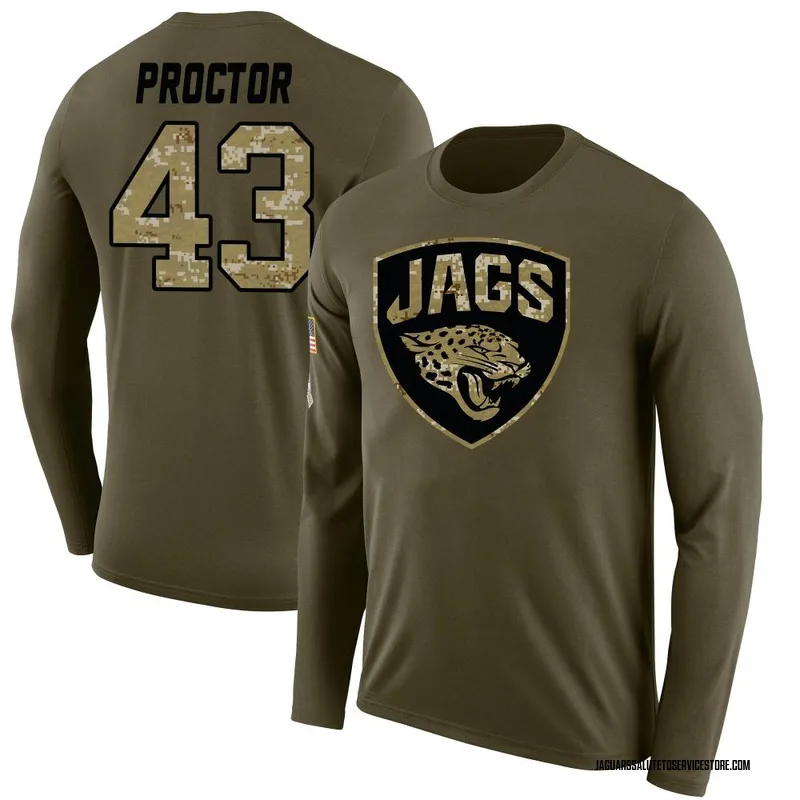 Men's Josh Proctor Jacksonville Jaguars Legend Olive Salute to Service Sideline Long Sleeve T-Shirt