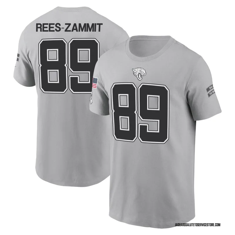 Men's Louis Rees-Zammit Jacksonville Jaguars Gray 2024 Salute to Service Name & Number T-Shirt