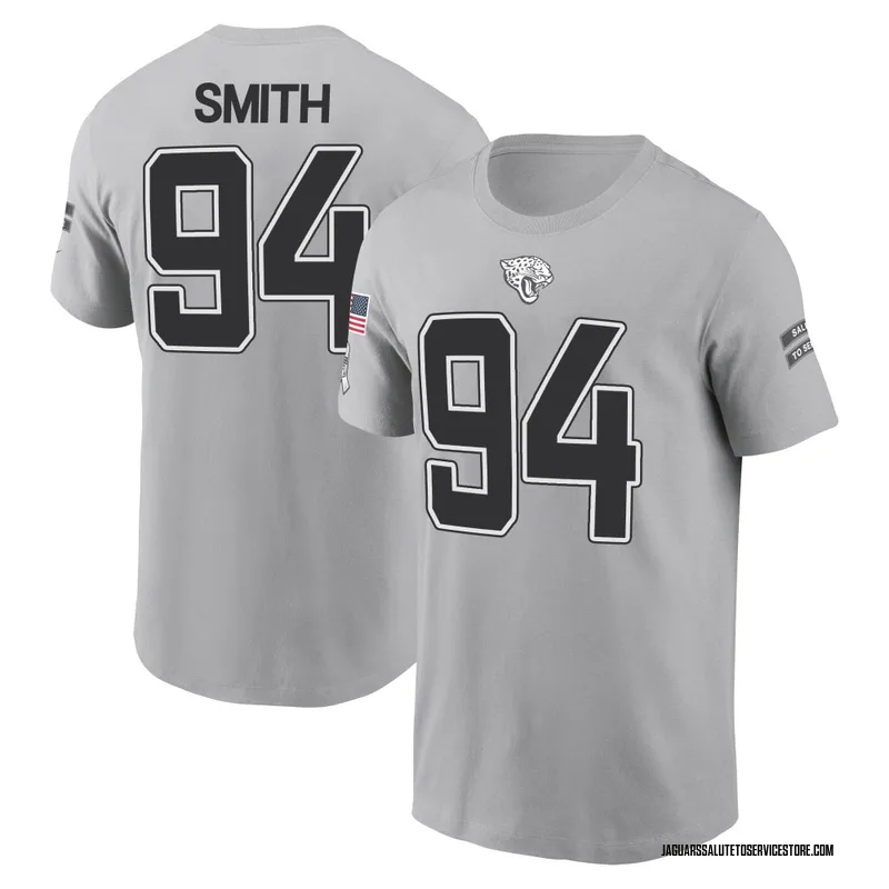 Men's Maason Smith Jacksonville Jaguars Gray 2024 Salute to Service Name & Number T-Shirt