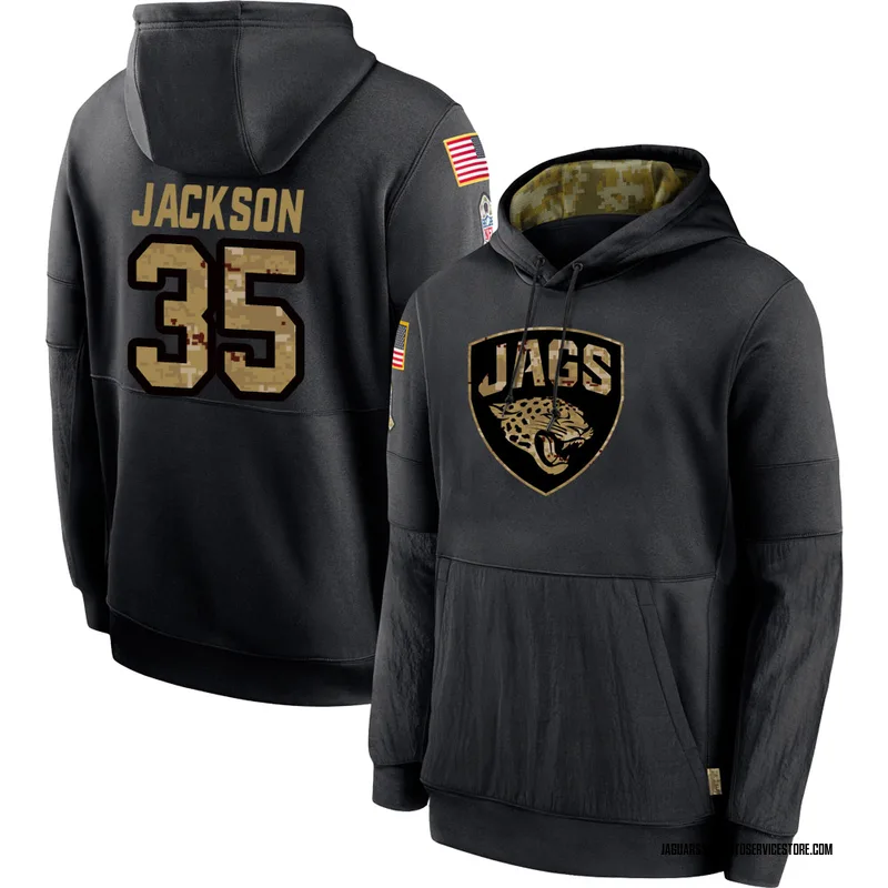 Men's Matthew Jackson Jacksonville Jaguars Black 2020 Salute to Service Sideline Performance Pullover Hoodie