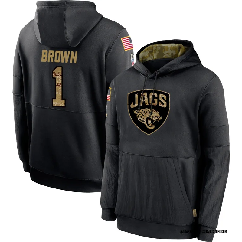 Men's Montaric Brown Jacksonville Jaguars Black 2020 Salute to Service Sideline Performance Pullover Hoodie