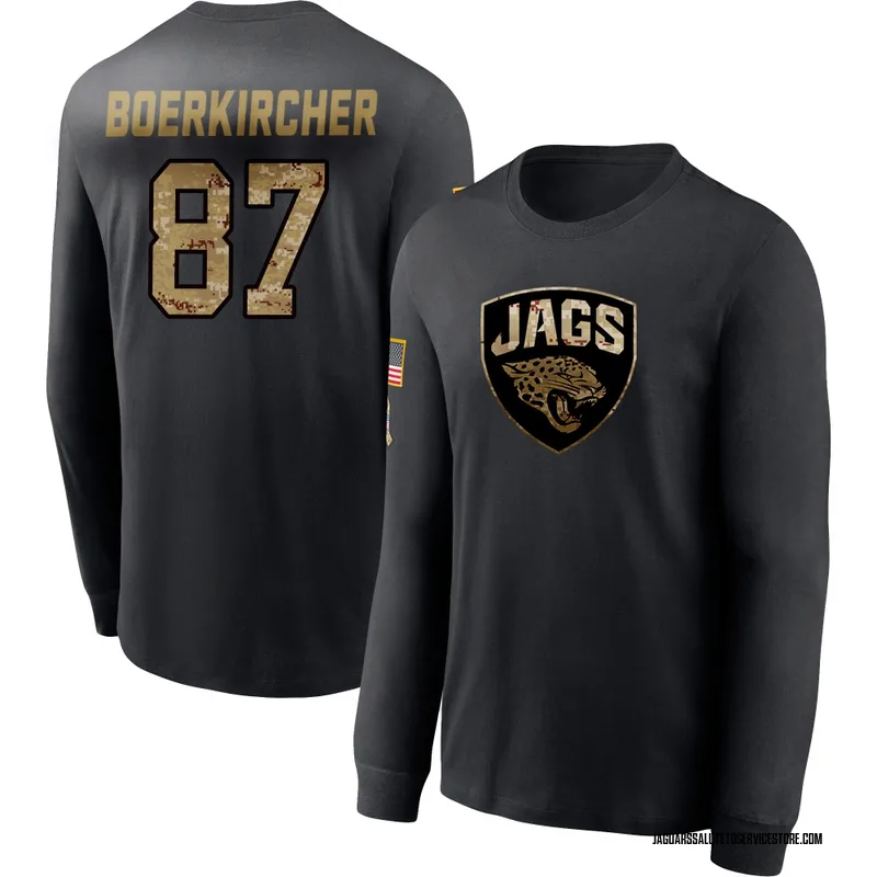 Men's Nate Boerkircher Jacksonville Jaguars Black 2020 Salute To Service Sideline Performance Long Sleeve T-Shirt