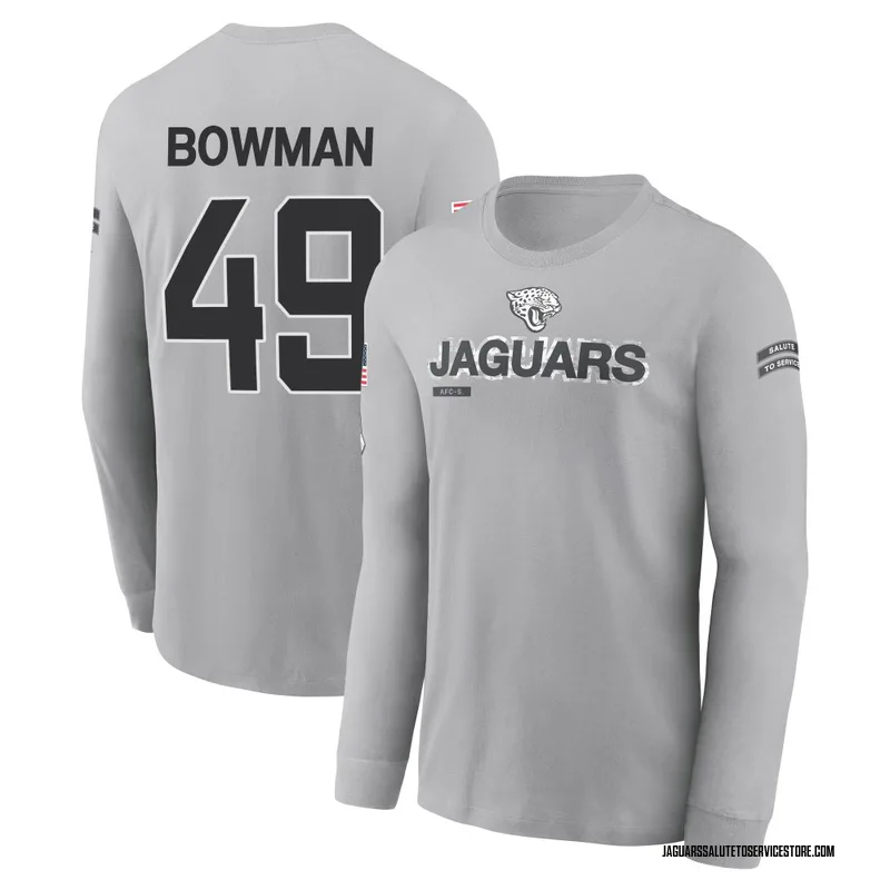 Men's Shawn Bowman Jacksonville Jaguars Gray 2024 Salute to Service Long Sleeve T-Shirt