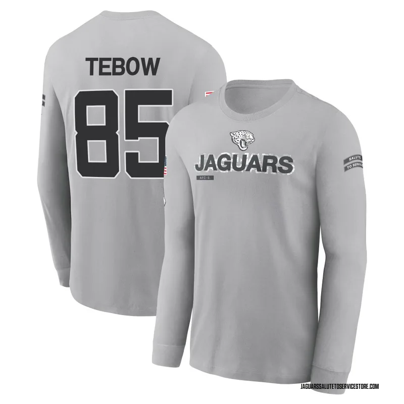Men's Tim Tebow Jacksonville Jaguars Gray 2024 Salute to Service Long Sleeve T-Shirt