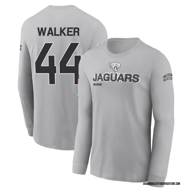 Men's Travon Walker Jacksonville Jaguars Gray 2024 Salute to Service Long Sleeve T-Shirt