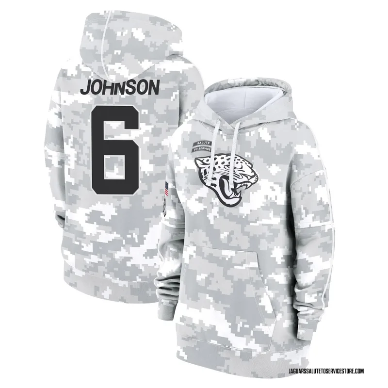 Women's Antonio Johnson Jacksonville Jaguars Camo Arctic 2024 Salute to Service Club Fleece Pullover Hoodie