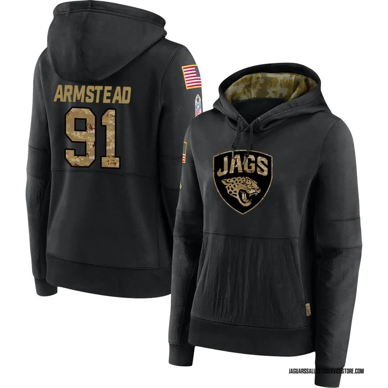 Women's Arik Armstead Jacksonville Jaguars Black 2020 Salute to Service Sideline Performance Pullover Hoodie