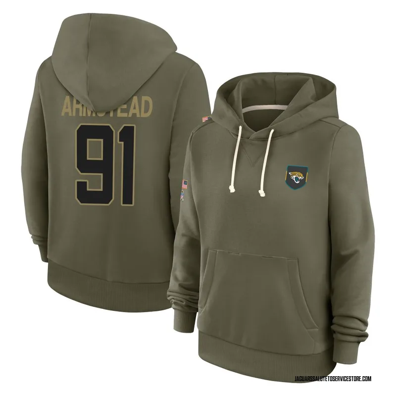 Women's Arik Armstead Jacksonville Jaguars Olive 2025 Salute to Service Hoodie
