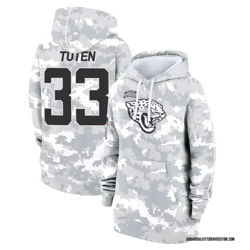 Women's Bhayshul Tuten Jacksonville Jaguars Camo Arctic 2024 Salute to Service Club Fleece Pullover Hoodie
