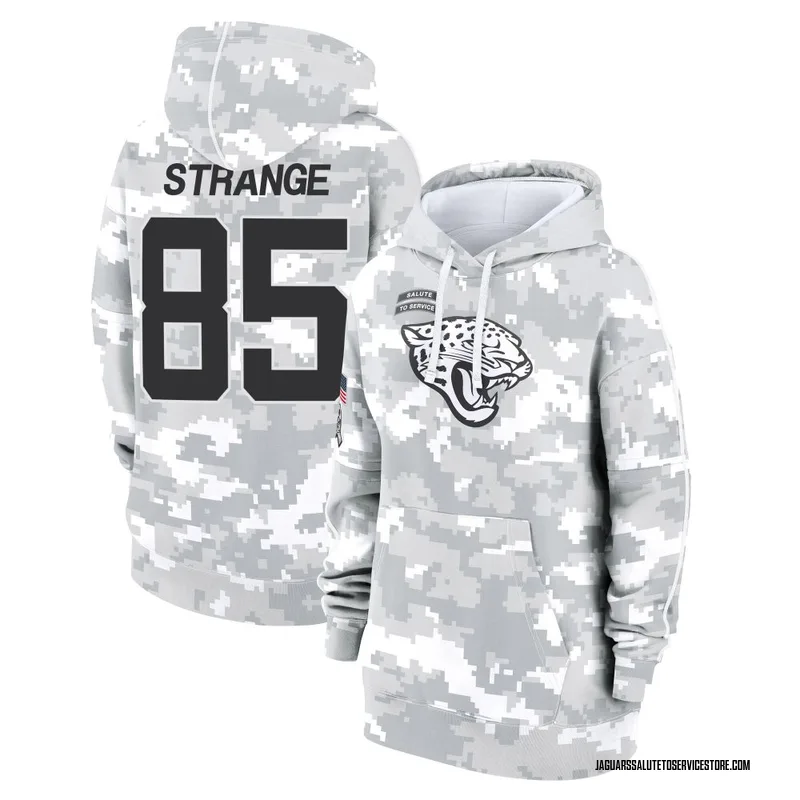 Women's Brenton Strange Jacksonville Jaguars Camo Arctic 2024 Salute to Service Club Fleece Pullover Hoodie