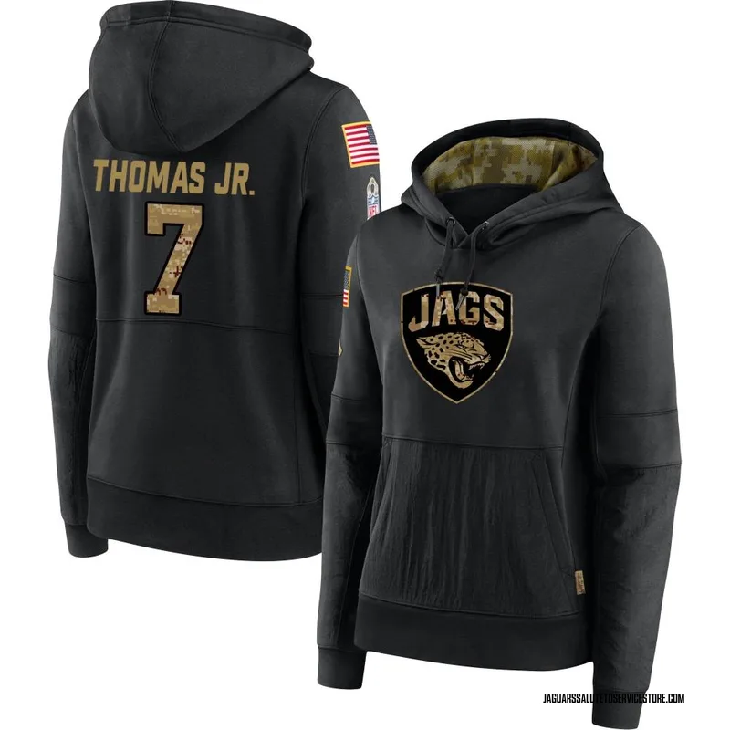 Women's Brian Thomas Jr. Jacksonville Jaguars Black 2020 Salute to Service Sideline Performance Pullover Hoodie