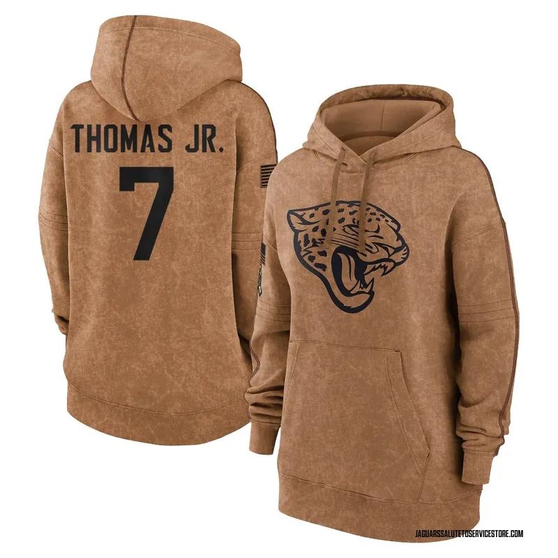 Women's Brian Thomas Jr. Jacksonville Jaguars Brown 2023 Salute To Service Pullover Hoodie