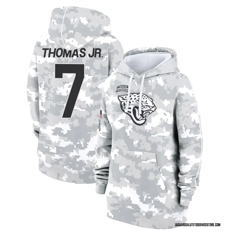 Women's Brian Thomas Jr. Jacksonville Jaguars Camo Arctic 2024 Salute to Service Club Fleece Pullover Hoodie