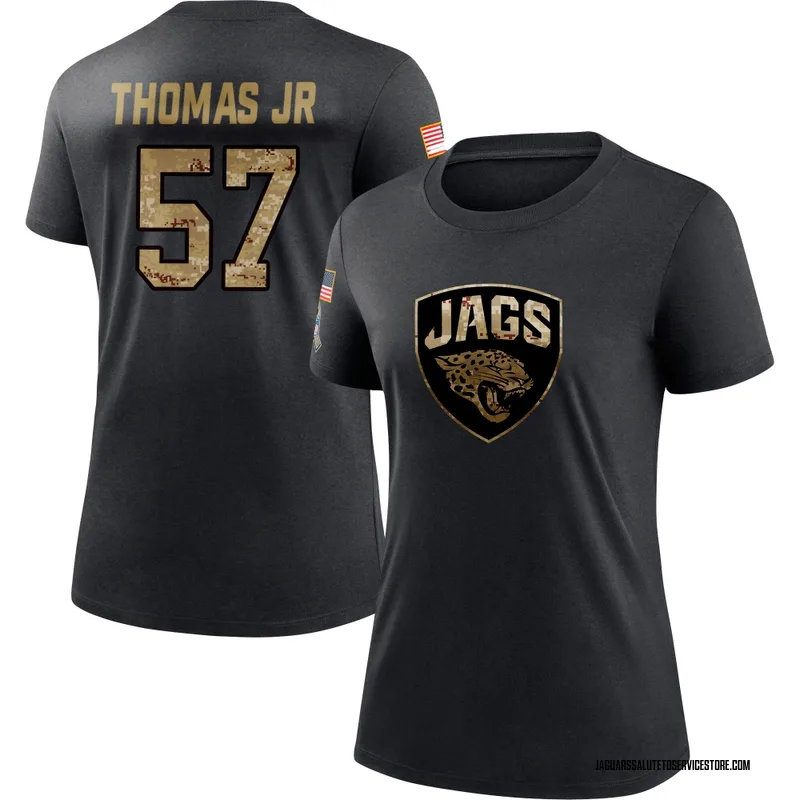 Women's Bryan Thomas Jr. Jacksonville Jaguars Black 2020 Salute To Service Performance T-Shirt