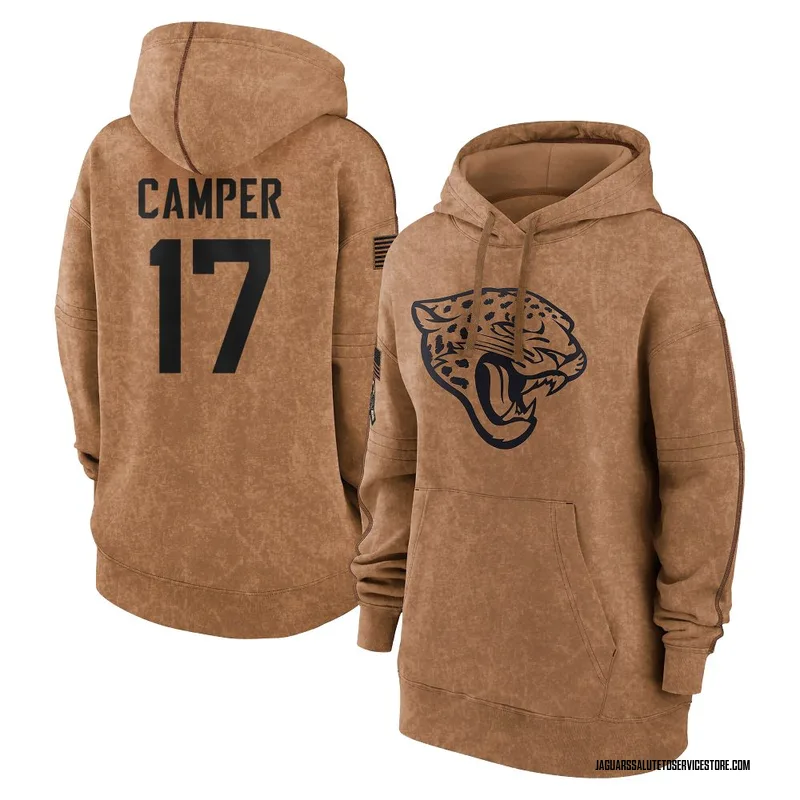 Women's Cameron Camper Jacksonville Jaguars Brown 2023 Salute To Service Pullover Hoodie