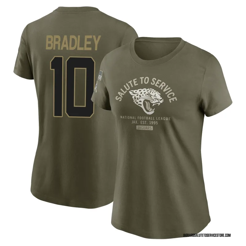 Women's Carter Bradley Jacksonville Jaguars Olive 2025 Salute to Service Sideline T-Shirt