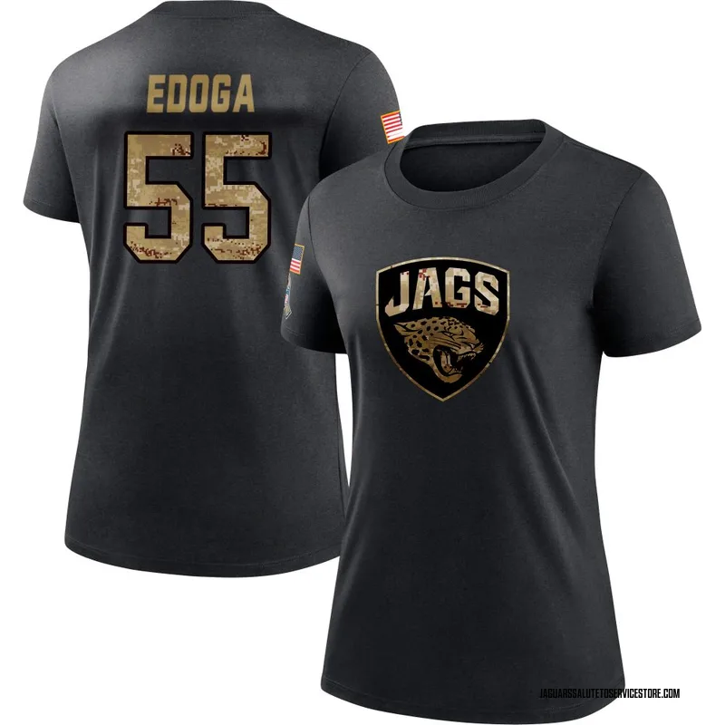 Women's Chuma Edoga Jacksonville Jaguars Black 2020 Salute To Service Performance T-Shirt