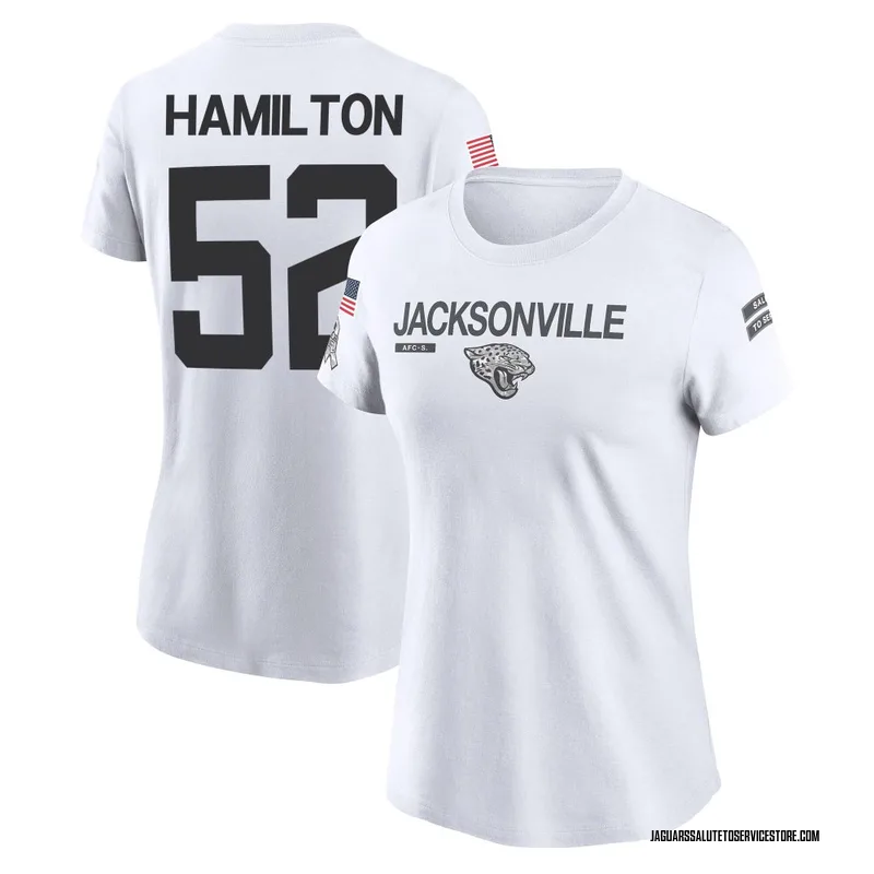Women's DaVon Hamilton Jacksonville Jaguars Legend White 2024 Salute to Service Performance T-Shirt