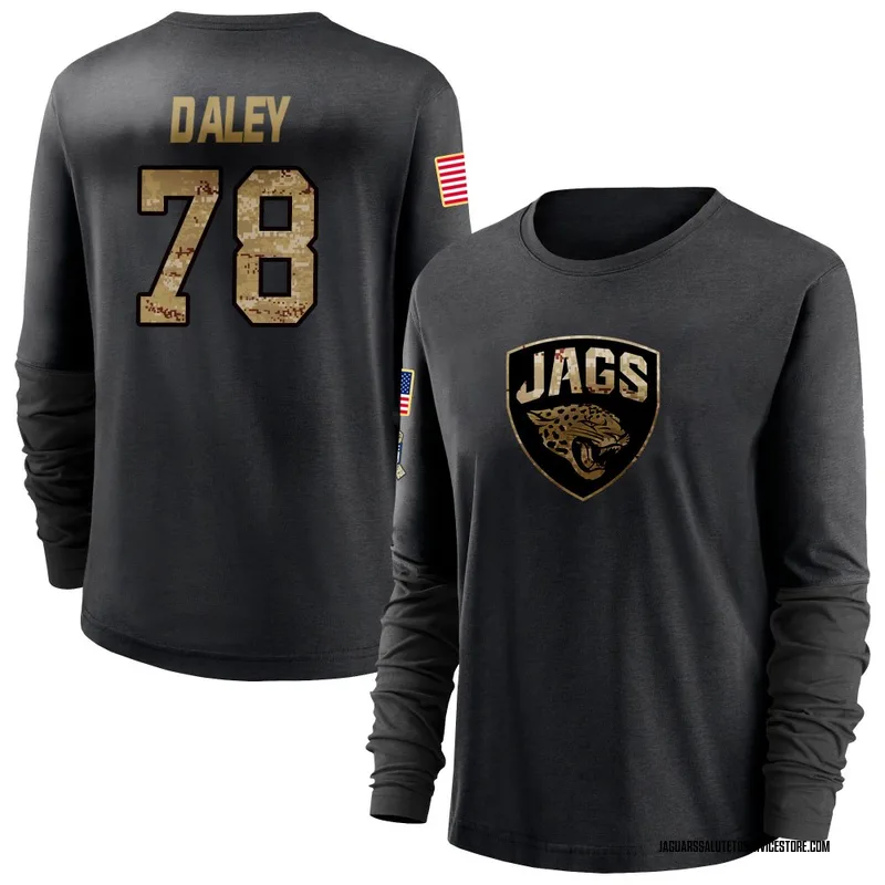 Women's Dennis Daley Jacksonville Jaguars Black 2020 Salute To Service Sideline Performance Long Sleeve T-Shirt
