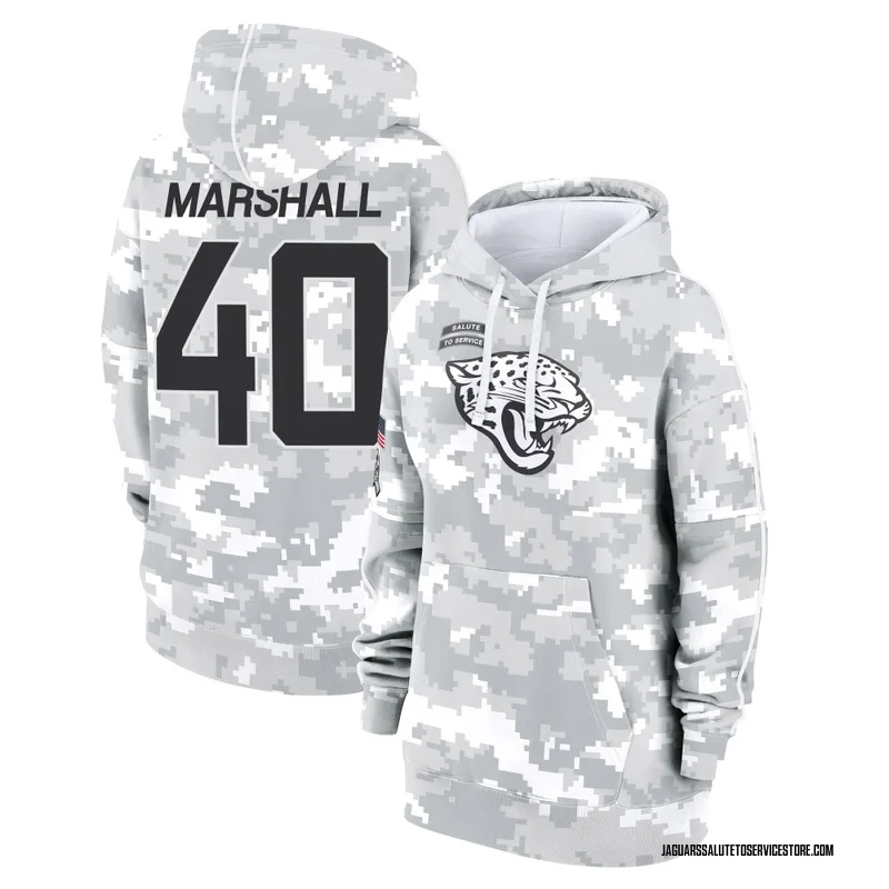 Women's Devon Marshall Jacksonville Jaguars Camo Arctic 2024 Salute to Service Club Fleece Pullover Hoodie