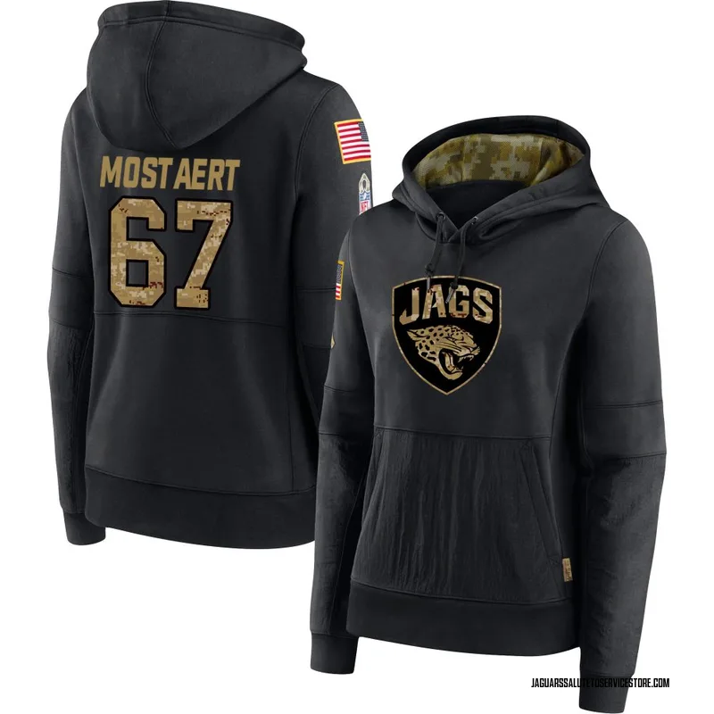 Women's Eli Mostaert Jacksonville Jaguars Black 2020 Salute to Service Sideline Performance Pullover Hoodie
