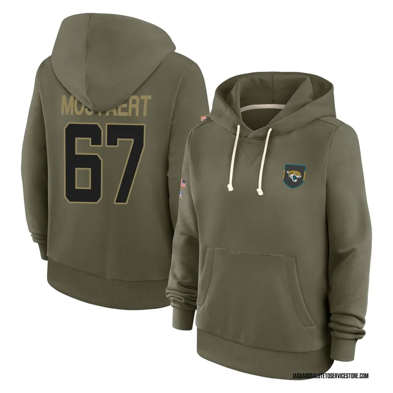 Women's Eli Mostaert Jacksonville Jaguars Olive 2025 Salute to Service Hoodie